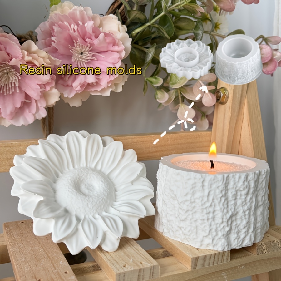 Silicone Epoxy Resin Molds Set - แม่พิมพ์ซิลิโคนเรซิ่น | ชุดสองชิ้น กล่องเก็บของลายดอกทานตะวันสำหรับวันวาเลนไทน์ เหมาะสำหรับทำอีพ็อกซี่ยิปซัม