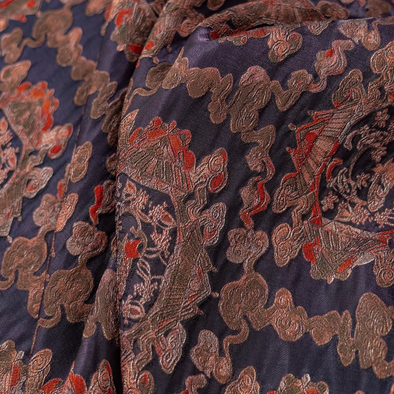 Sewing - ผ้าแจ็คการ์ดลายดอกไม้สีม่วงแดง ผสมเส้นใยเรยอน ประดับด้วยลูเร็กซ์ สไตล์จีนใหม่ สำหรับเสื้อเชิ้ต ชุดเดรส