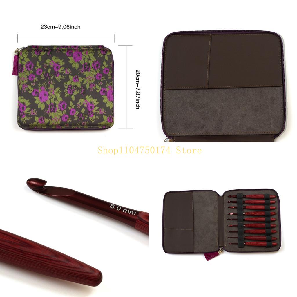 Wooden Crochet Hooks Ergonomic Handle - 9ชิ้นด้ามไม้อลูมิเนียมโครเชต์ตะขอเข็มสำหรับเสื้อกันหนาวผ้าพันคอกระเป๋า3.5-8.0มิลลิเมตรยอดขายสูงสุด