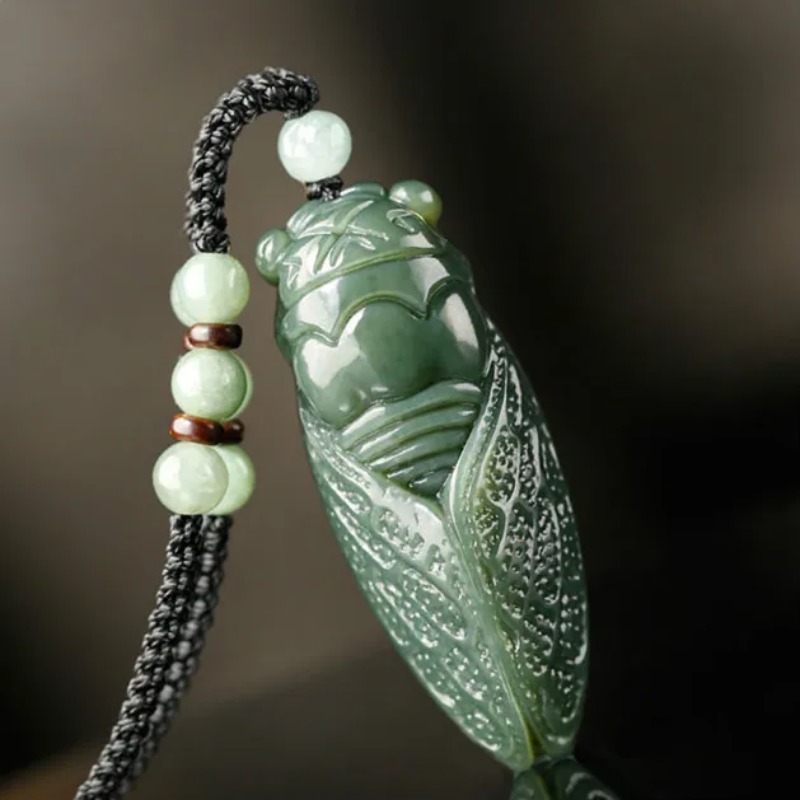 Beading - หยกธรรมชาติHetian Cicadaลูกปัดจี้สร้อยคอสร้อยคอสร้อยคอสร้อยคอสร้อยคอสร้อยคอสร้อยคอสร้อยคอสร้อยคอสร้อยข้อมืออัญมณีแฟชั่นอุปกรณ์เสริมมือแกะสลักของขวัญAmuletสำหรับผู้หญิงผู้ชาย