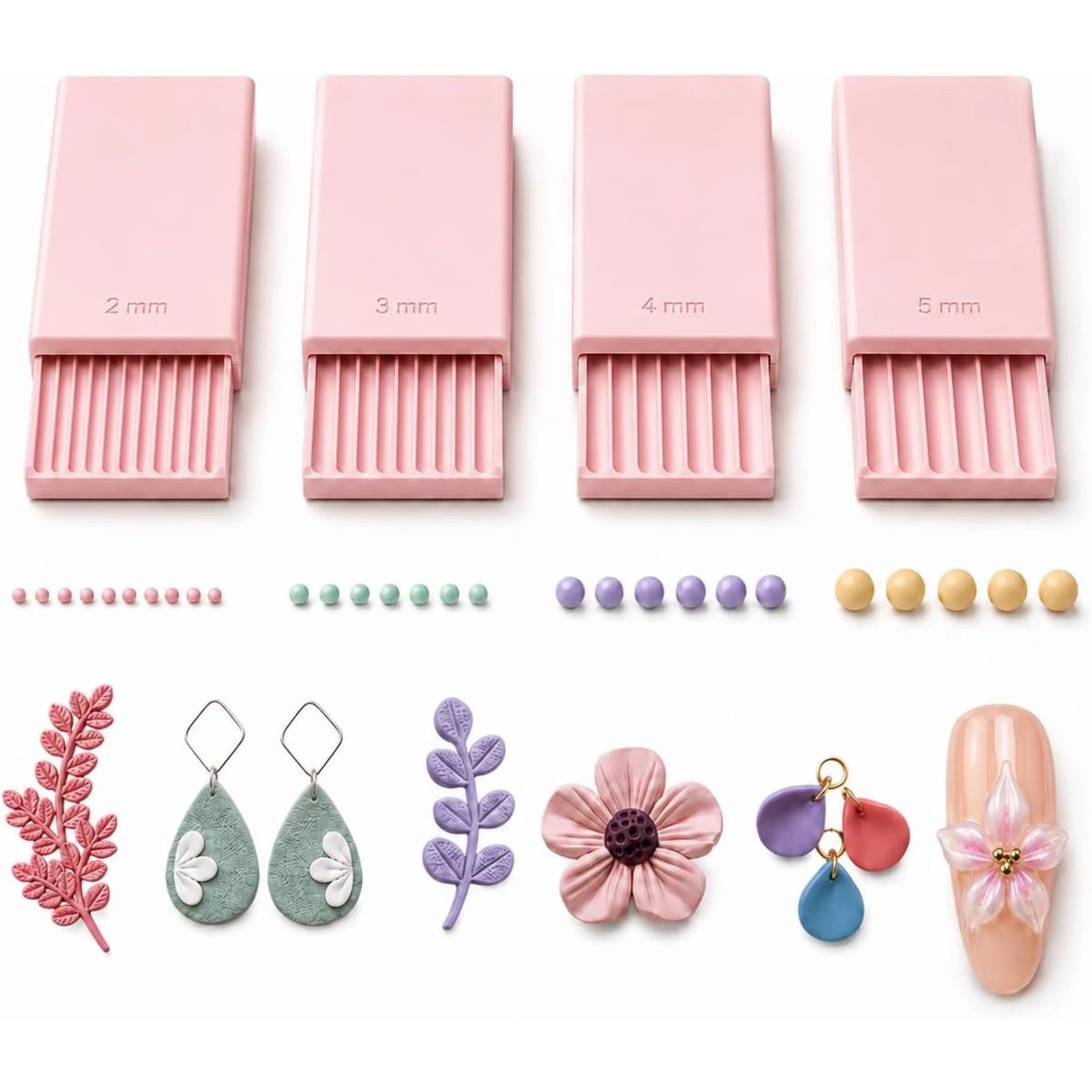Beading - เครื่องมือทำลูกปัดเจล 3D สำหรับตกแต่งเล็บ 4 ชิ้น, ลูกกลิ้งลูกปัดสำหรับทำดอกไม้เจล