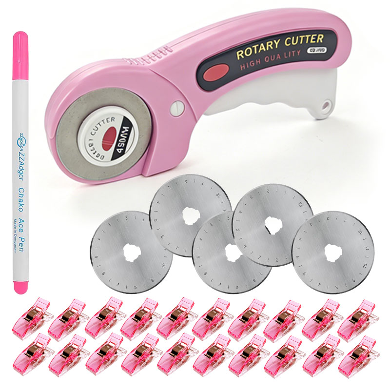 Rotary Cutter For Fabric 45Mm - เครื่องตัดผ้าแบบหมุนขนาด 45 มม. พร้อมใบมีดสำรอง 5 ใบ,