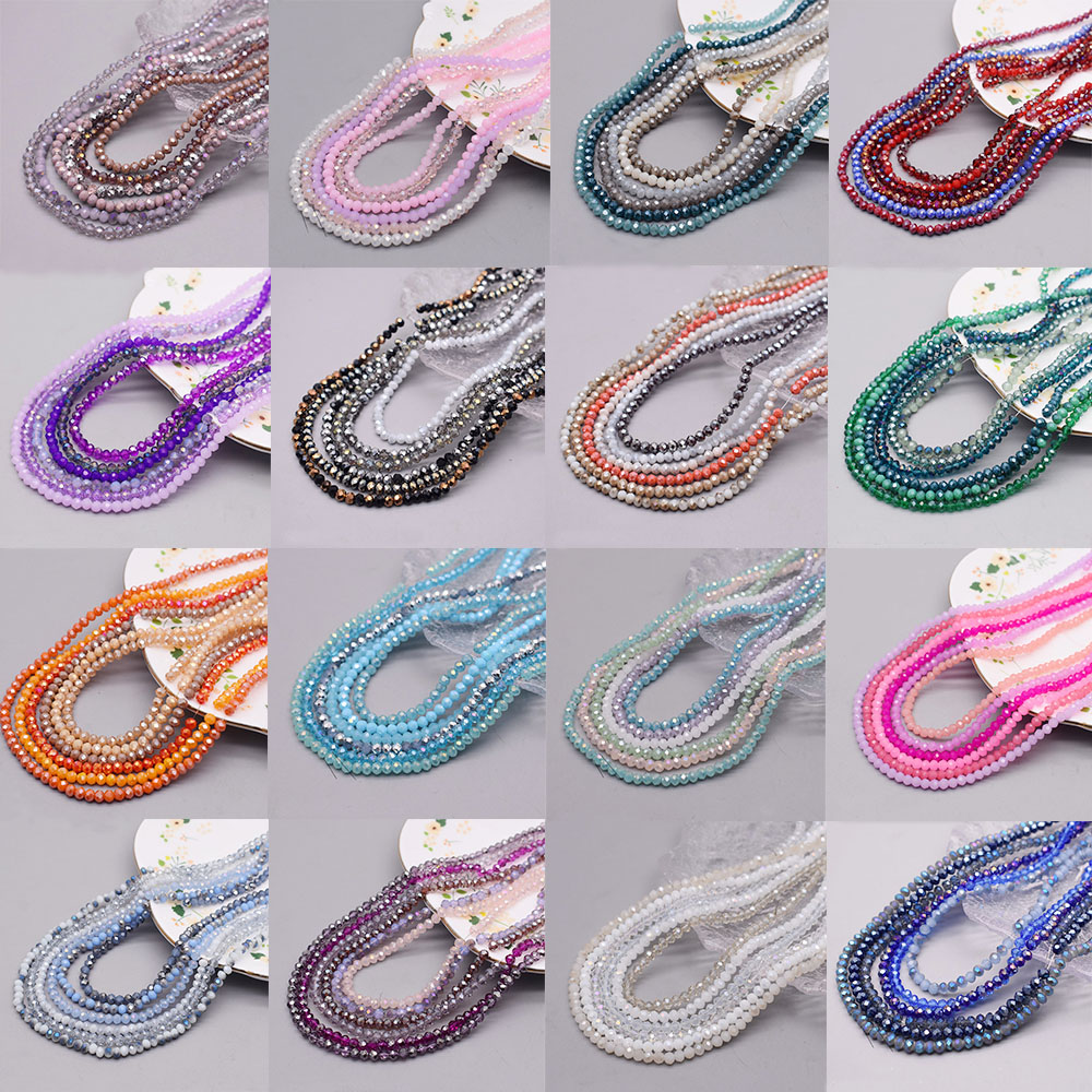 Glass Seed Beads 2Mm Jewelry Making - โครงการสี 6 Strand/ถุง 4 มม.Rondelle ลูกปัดแก้วคริสตัล