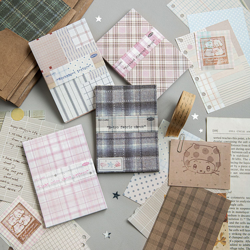Vintage Junk Journal Scrapbooking Paper - ชุดกระดาษตกแต่งลายสก็อตสร้างสรรค์ 50 ชิ้น วัสดุวินเทจสำหรับสมุดภาพ DIY สมุดบันทึก