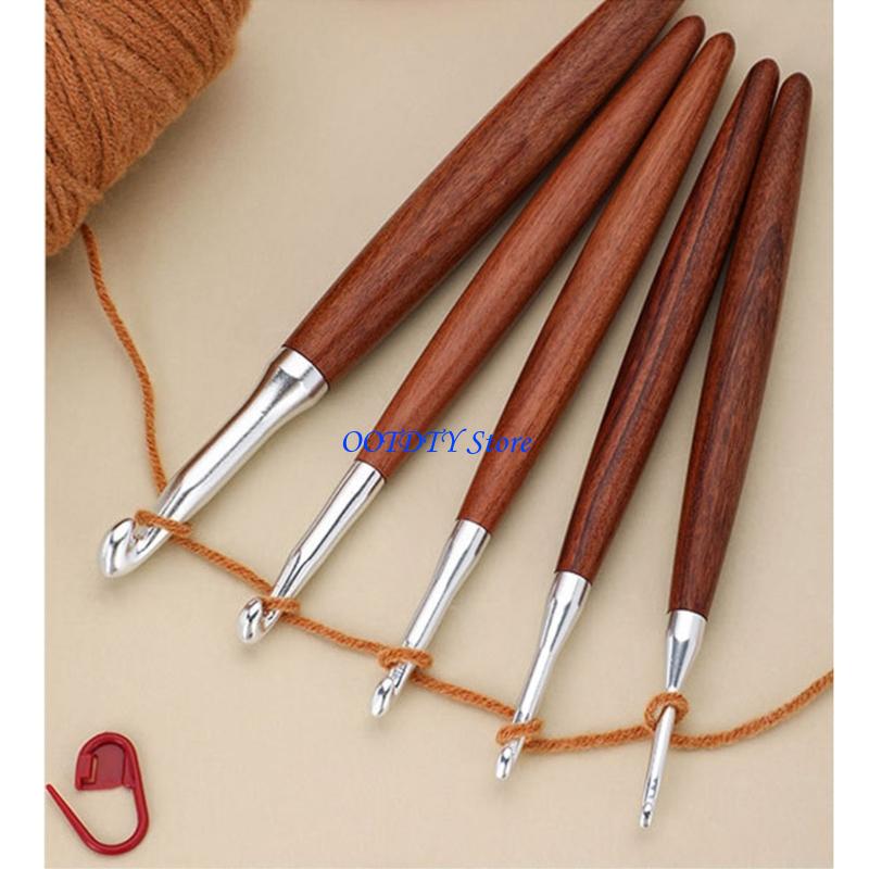 Wooden Crochet Hooks Ergonomic Handle - 367A 8 ชิ้น Ergonomic ไม้ Grip