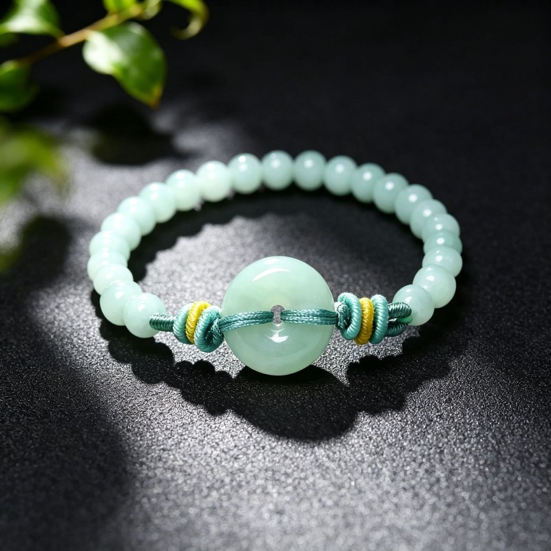 Beading - สร้อยข้อมือลูกปัดหยกพม่าแท้สีน้ำเงินมรกตธรรมชาติ พร้อมจี้หยก สร้อยคอ เครื่องประดับ ดีไซน์หรูหรา พร้อมใบรับรอง