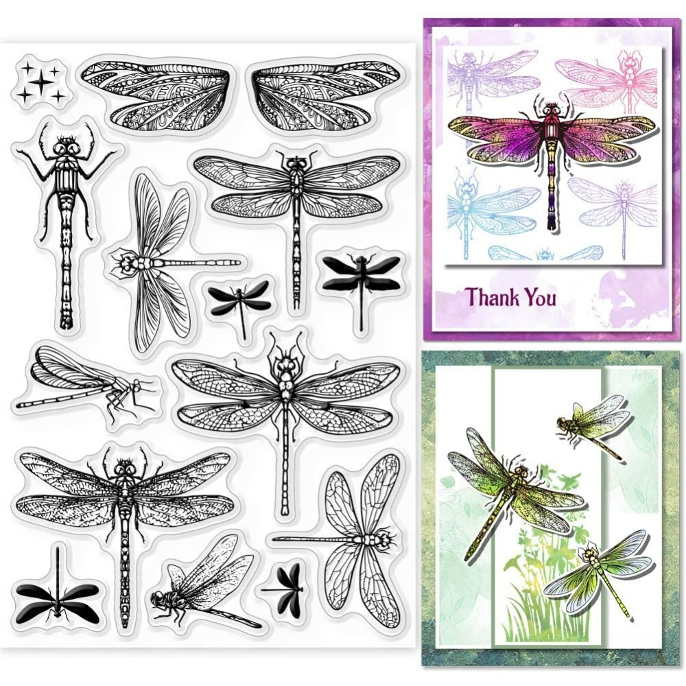 Clear Silicone Stamps For Card Making - แสตมป์ใสรูปแมลงปอสำหรับสมุดภาพแบบทำมือแสตมป์ซิลิโคนตรายางประทับรูปแมลงแมลงปอสำหรับทำบัตร