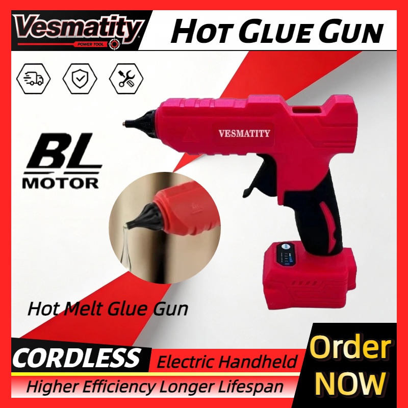 Hot Melt Glue Gun Cordless - ปืนกาวร้อนไร้สายแบบใช้แบตเตอรี่, เครื่องมือกาวร้อนแบบไร้สายสำหรับงาน DIY ใช้กับแบตเตอรี่ Milwaukee 18V/20V