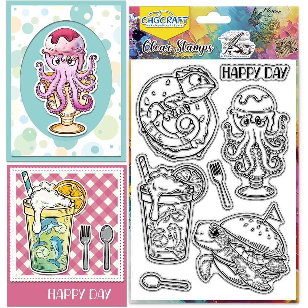 Clear Silicone Stamps For Card Making - สัตว์ทะเลล้างแสตมป์เต่าโปร่งใสแสตมป์ Octopuses ซิลิโคนล้างแสตมป์ซีลสําหรับ Carding ทํา DIY