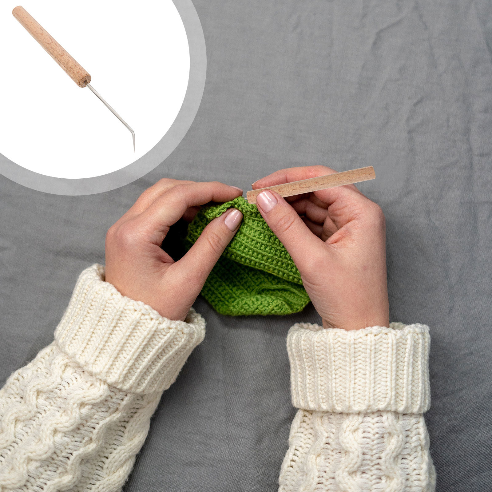 Wooden Crochet Hooks Ergonomic Handle - ชุดเข็มโครเชต์ไม้คุณภาพพรีเมียม 1 ชิ้น ด้ามจับออกแบบตามหลักสรีรศาสตร์ สำหรับงานถักบนเครื่องทอ งานถักโครเชต์ด้วยมือ
