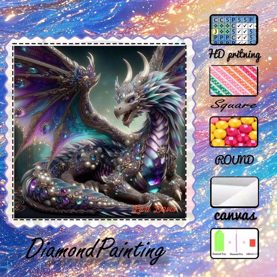5D Diamond Painting Kit Full Drill - ผ้าฟล็อกกิ้ง 5D DIY 1 ชิ้น, ดอกสว่านพิเศษ,