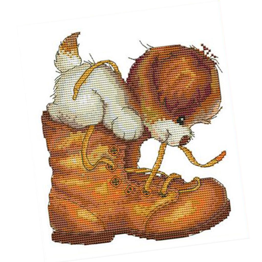 Cross Stitch Stamped Kits Beginners - ชุดเย็บปักถักร้อยลายสัตว์แบบสำเร็จรูป พร้อมอุปกรณ์ครบชุดสำหรับมือใหม่ ใช้ตกแต่งบ้าน DIY