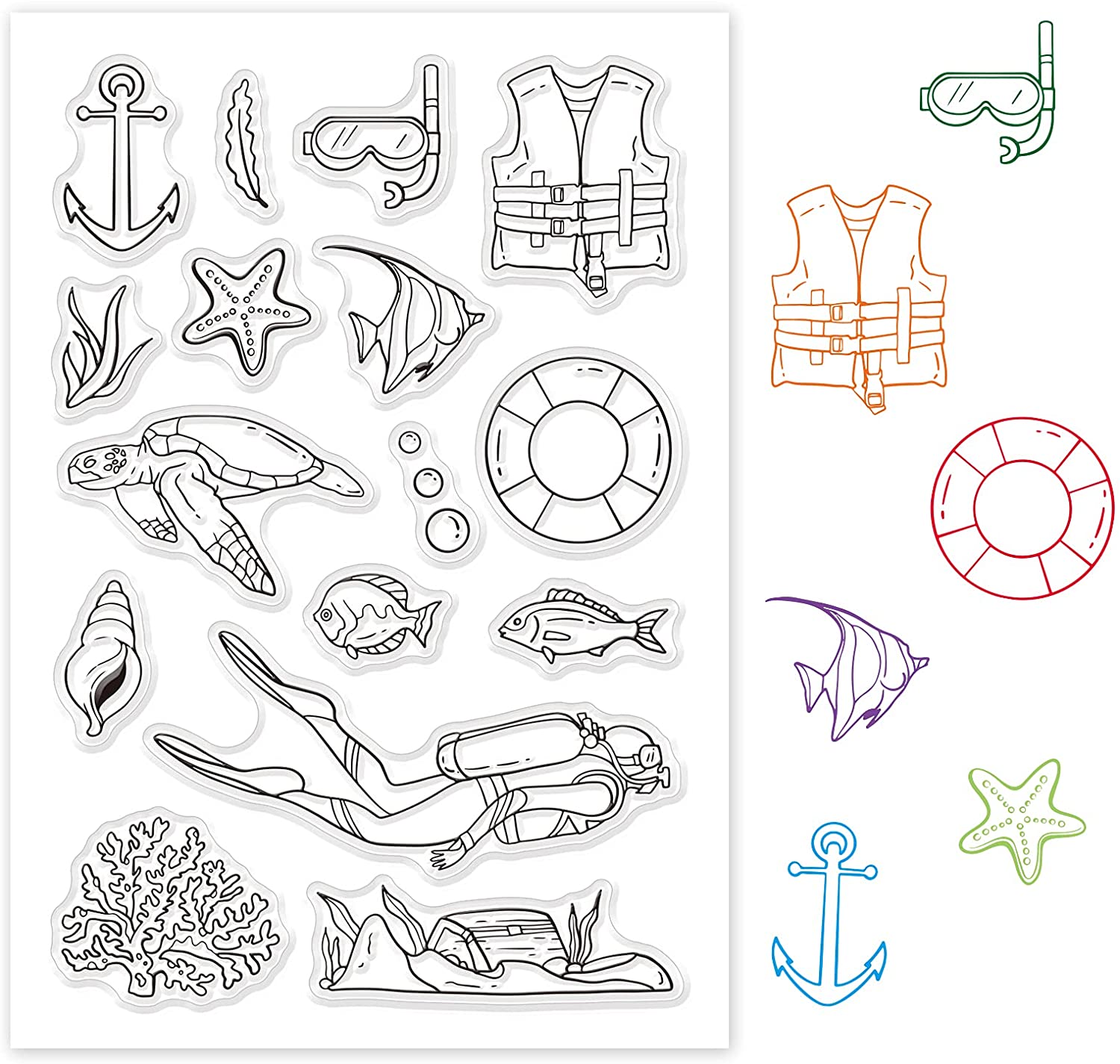1PC Ocean World ดําน้ําล้างแสต - Clear Silicone Stamps For Card Making บทวิจารณ์และราคา