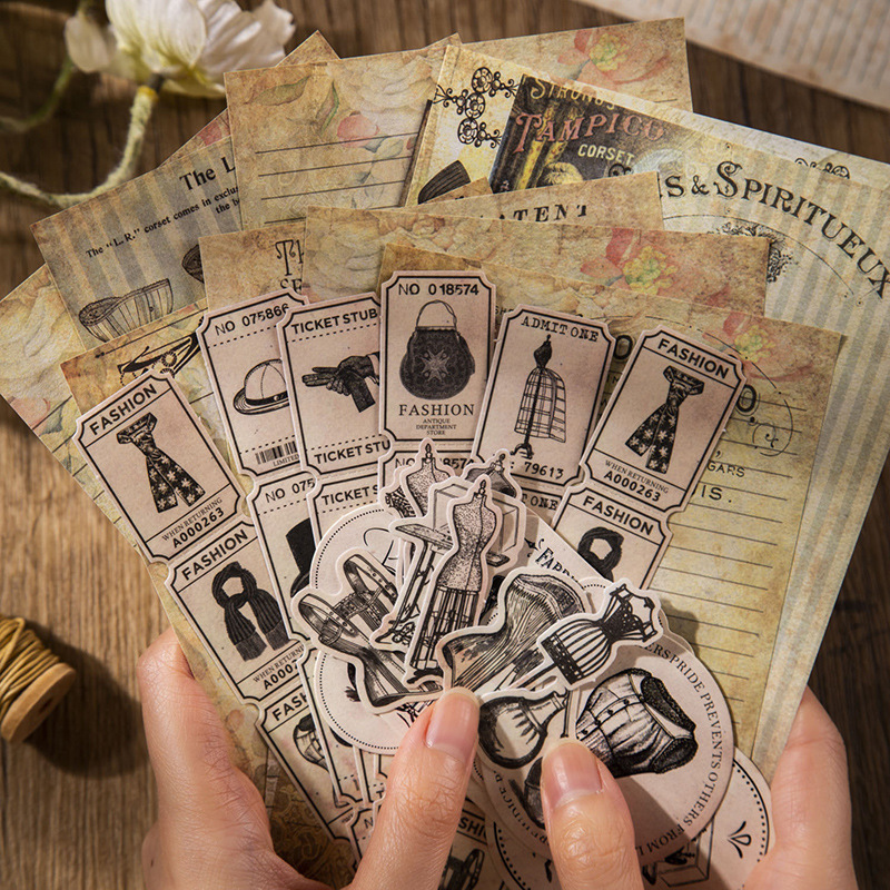 สติกเกอร์วินเทจ60ชิ้น + วัสดุก - Vintage Junk Journal Scrapbooking Paper บทวิจารณ์และราคา