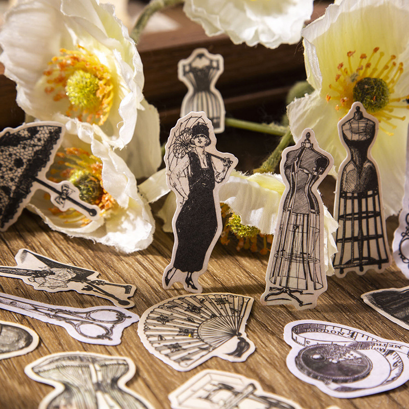 สติกเกอร์วินเทจ60ชิ้น + วัสดุก - Vintage Junk Journal Scrapbooking Paper บทวิจารณ์และราคา