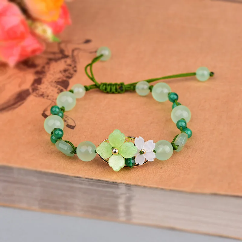 สร้อยข้อมือดอกไม้หยกสีเขียวเคร - Beading บทวิจารณ์และราคา