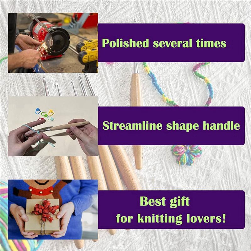 ชุดตะขอถักไม้ SEWS-80 ชิ้น ขนา - Wooden Crochet Hooks Ergonomic Handle บทวิจารณ์และราคา