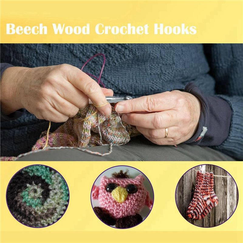 ชุดตะขอถักไม้ SEWS-80 ชิ้น ขนา - Wooden Crochet Hooks Ergonomic Handle บทวิจารณ์และราคา