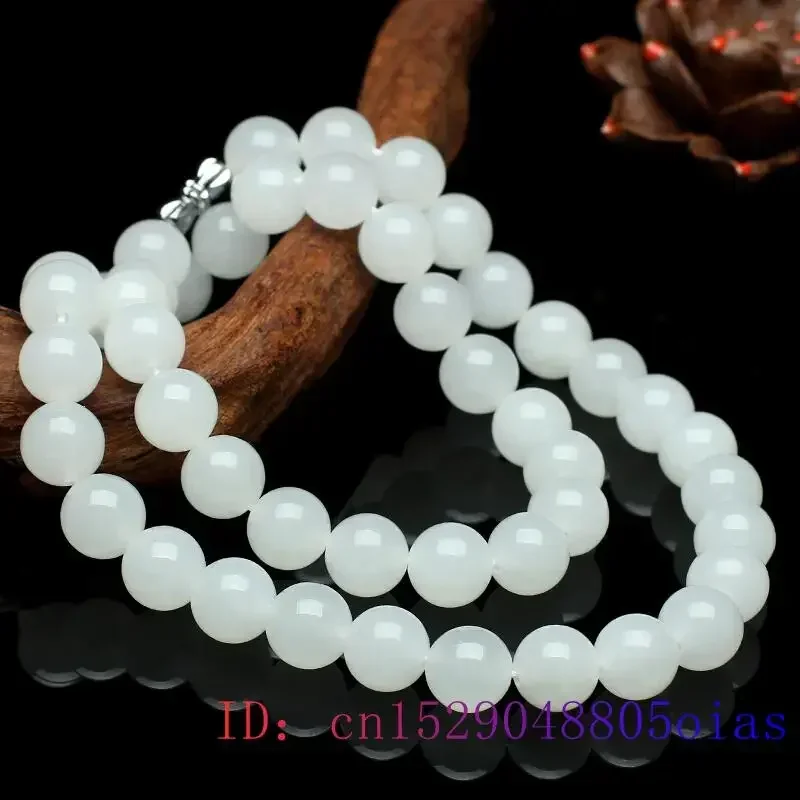 สีขาวหยกลูกปัดสร้อยคอลูกปัดธรร - Beading บทวิจารณ์และราคา