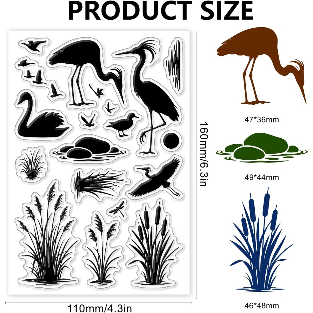 แสตมป์ลายพิมพ์นกในพื้นที่ชุ่มน - Clear Silicone Stamps For Card Making บทวิจารณ์และราคา