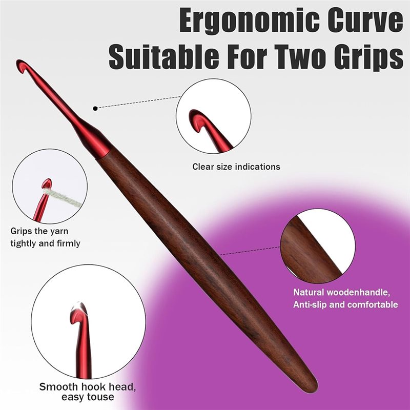 A59Z-ด้ามจับไม้ตามหลักสรีรศาสต - Wooden Crochet Hooks Ergonomic Handle บทวิจารณ์และราคา