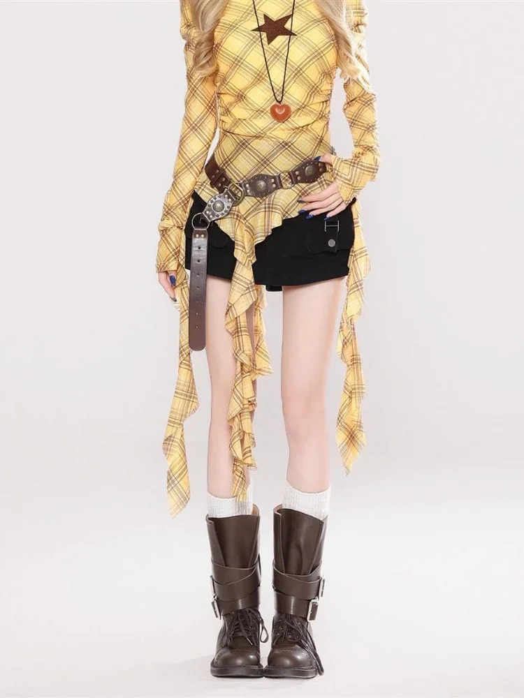 เสื้อยืดวินเทจลายสก๊อต Y2K สำห - Embroidery บทวิจารณ์และราคา