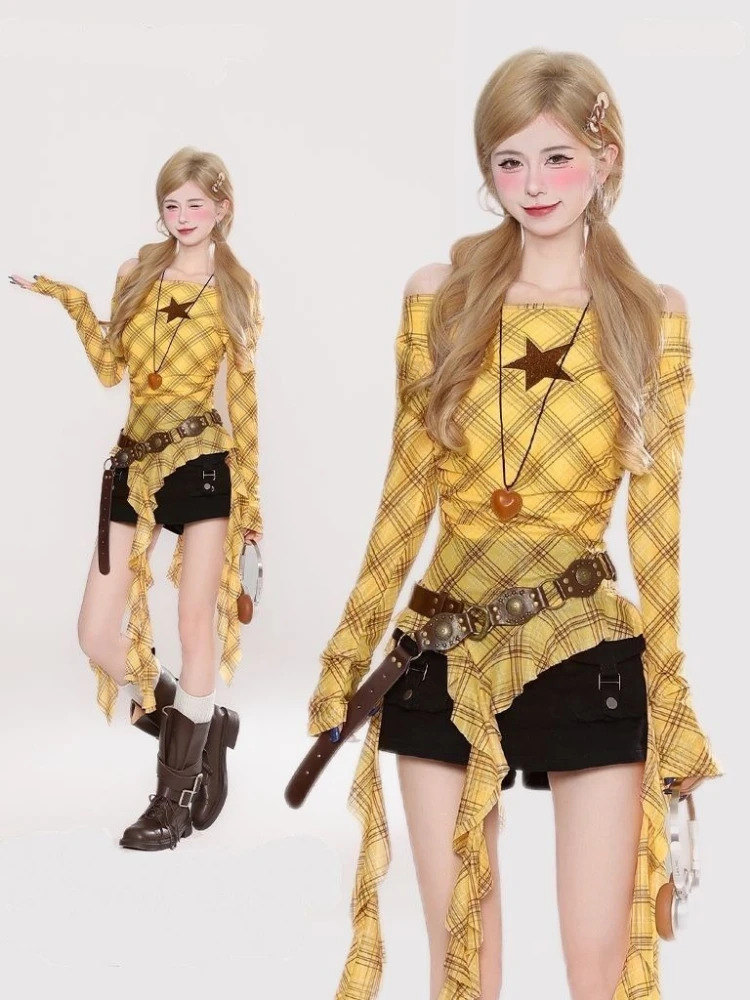 เสื้อยืดวินเทจลายสก๊อต Y2K สำห - Embroidery บทวิจารณ์และราคา