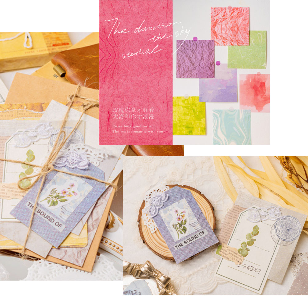 100 ชิ้นพื้นผิวที่มีสีสันพื้นห - Vintage Junk Journal Scrapbooking Paper บทวิจารณ์และราคา