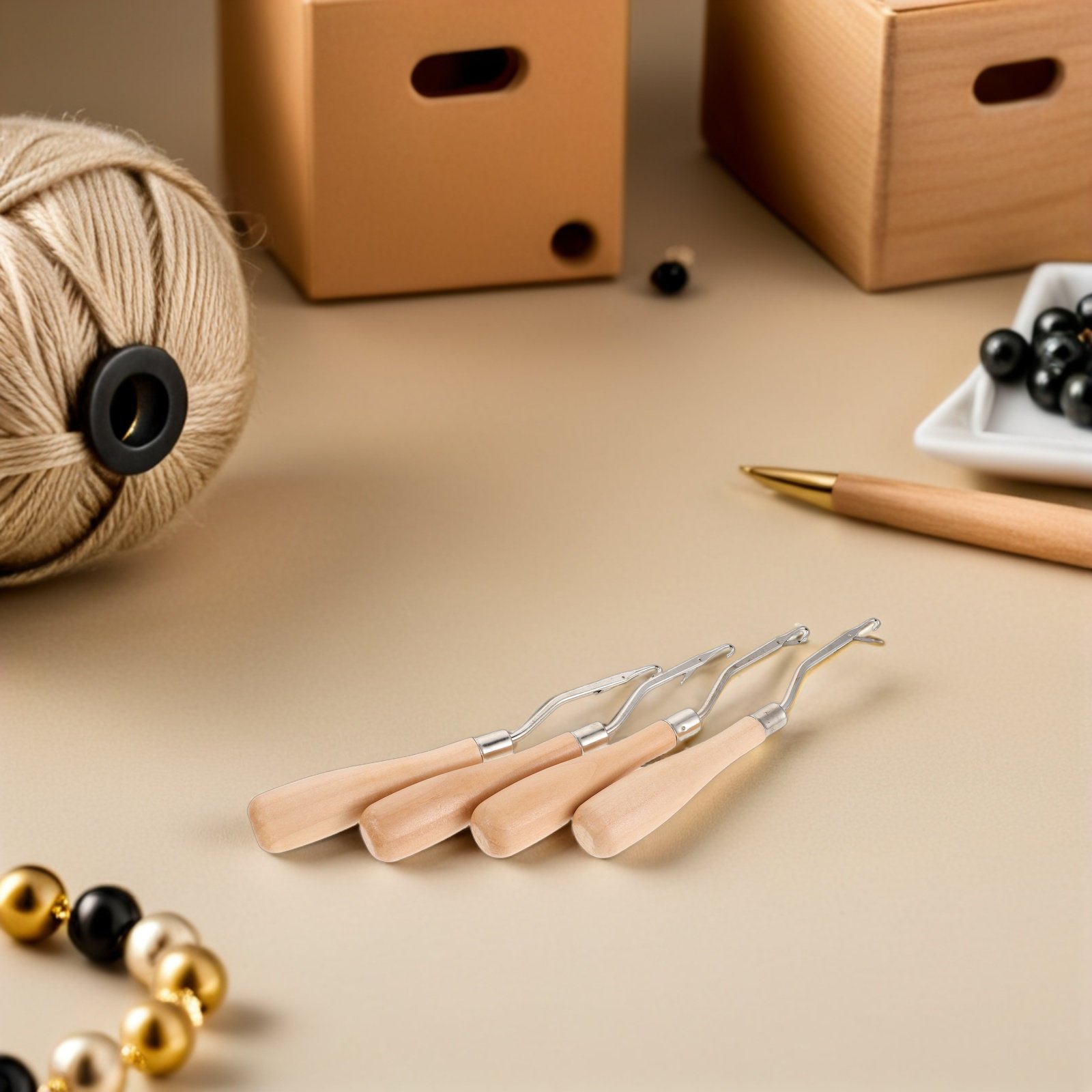 ชุดเข็มโครเชต์ 4 ชิ้น ด้ามจับไ - Wooden Crochet Hooks Ergonomic Handle บทวิจารณ์และราคา