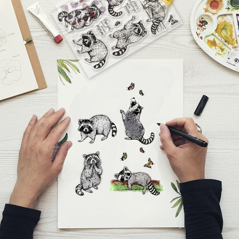 แรคคูนที่เหมือนจริงแสตมป์ใสรูป - Clear Silicone Stamps For Card Making บทวิจารณ์และราคา