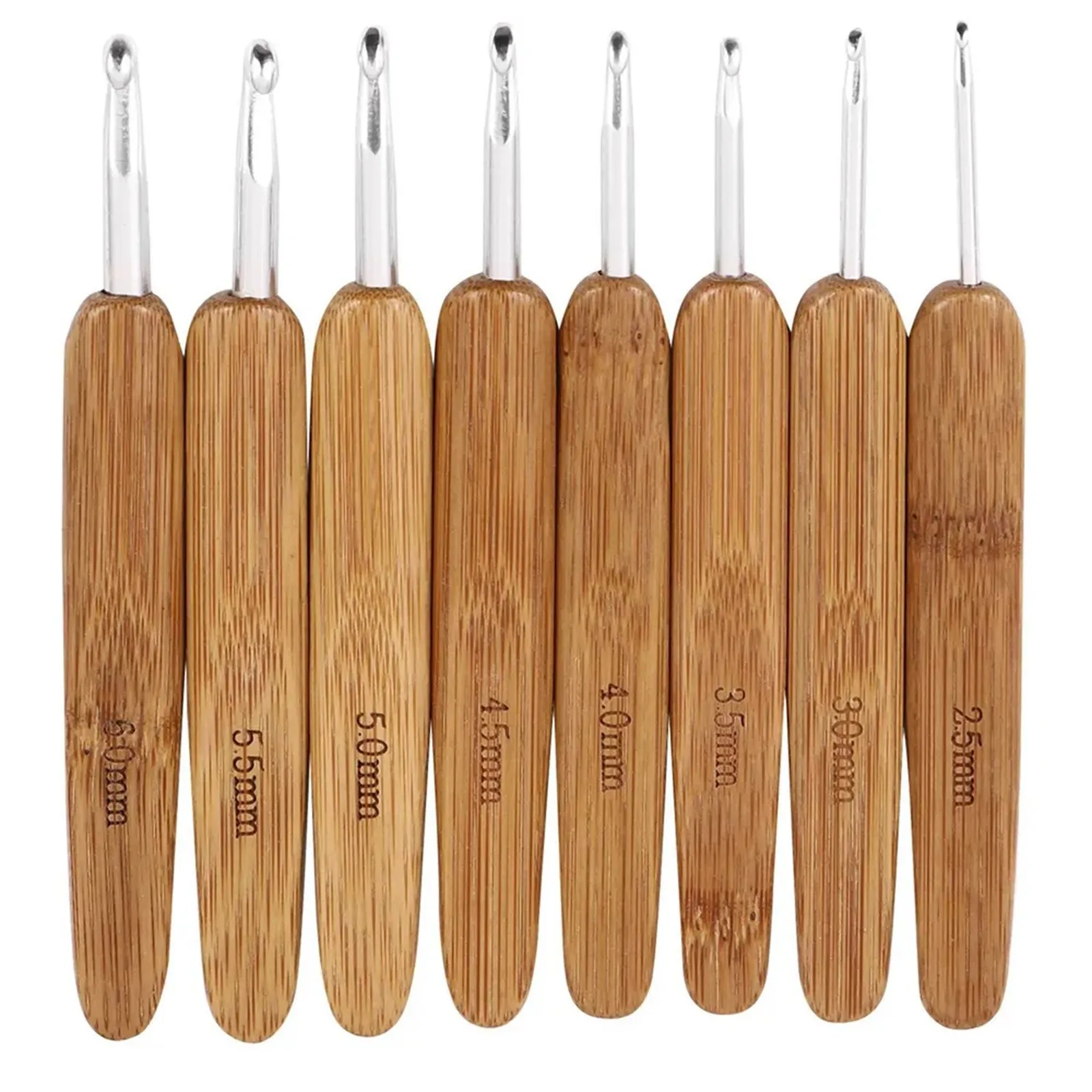ชุดตะขอถักไม้ไผ่ทำมือ - ด้ามยา - Wooden Crochet Hooks Ergonomic Handle บทวิจารณ์และราคา