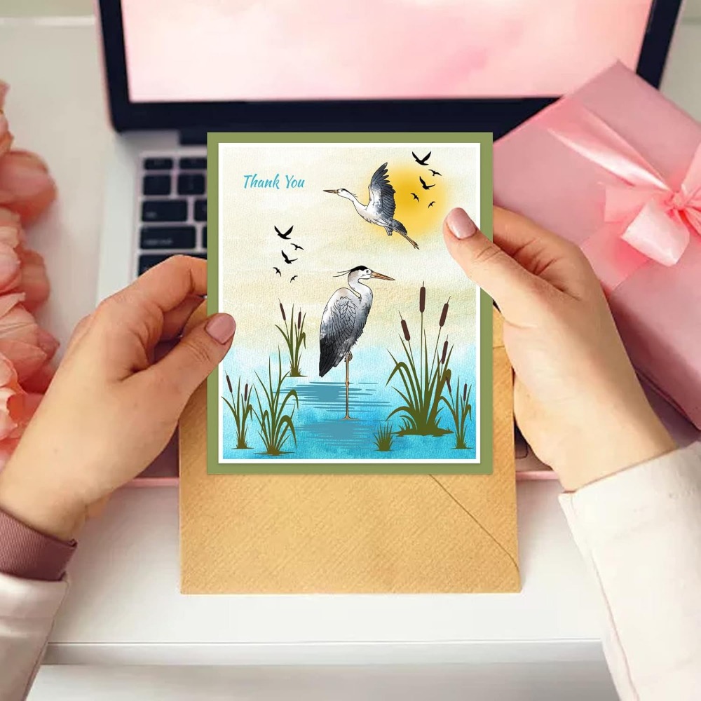 Heron ล้างแสตมป์ Wetland Silho - Clear Silicone Stamps For Card Making บทวิจารณ์และราคา