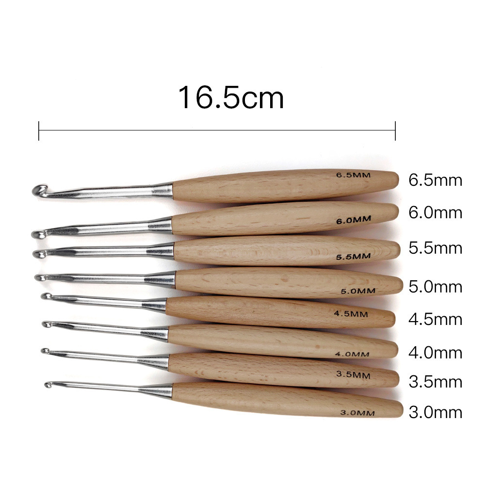 8 ชิ้นไม้ถัก Hooks16.5 เซนติเม - Wooden Crochet Hooks Ergonomic Handle บทวิจารณ์และราคา
