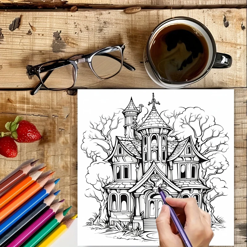 สมุดระบายสีบ้านผีสิงสำหรับผู้ใ - Painting Supplies บทวิจารณ์และราคา