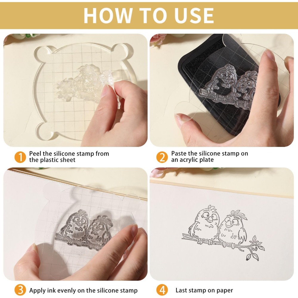 แสตมป์ซิลิโคนรูปนกตลก กิ่งไม้  - Clear Silicone Stamps For Card Making บทวิจารณ์และราคา