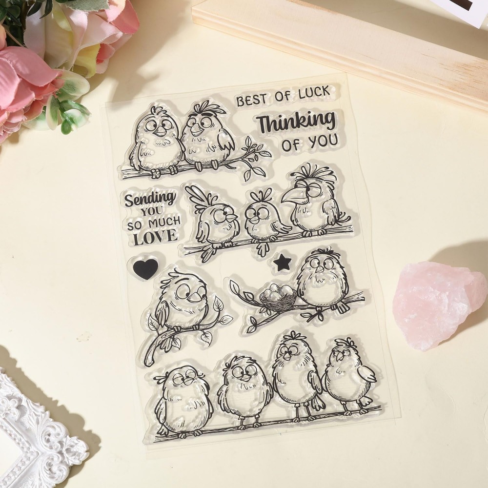 แสตมป์ซิลิโคนรูปนกตลก กิ่งไม้  - Clear Silicone Stamps For Card Making บทวิจารณ์และราคา