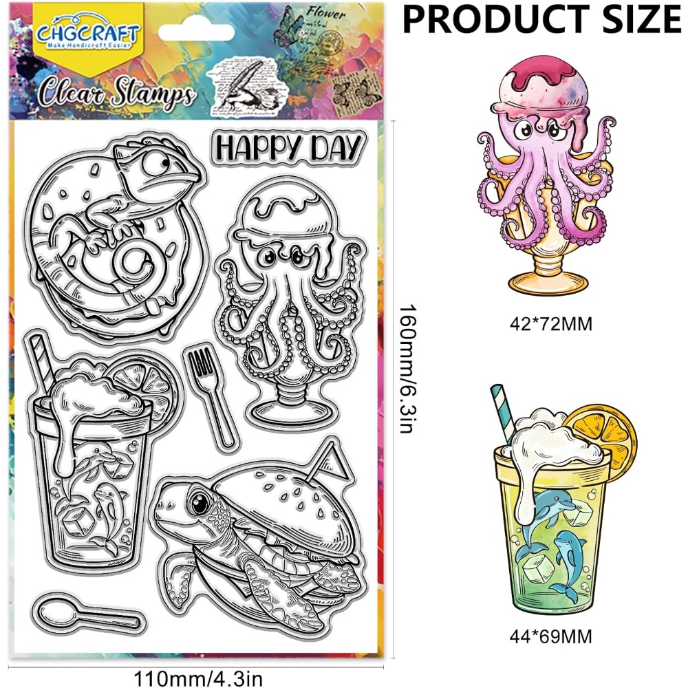 สัตว์ทะเลล้างแสตมป์เต่าโปร่งใส - Clear Silicone Stamps For Card Making บทวิจารณ์และราคา