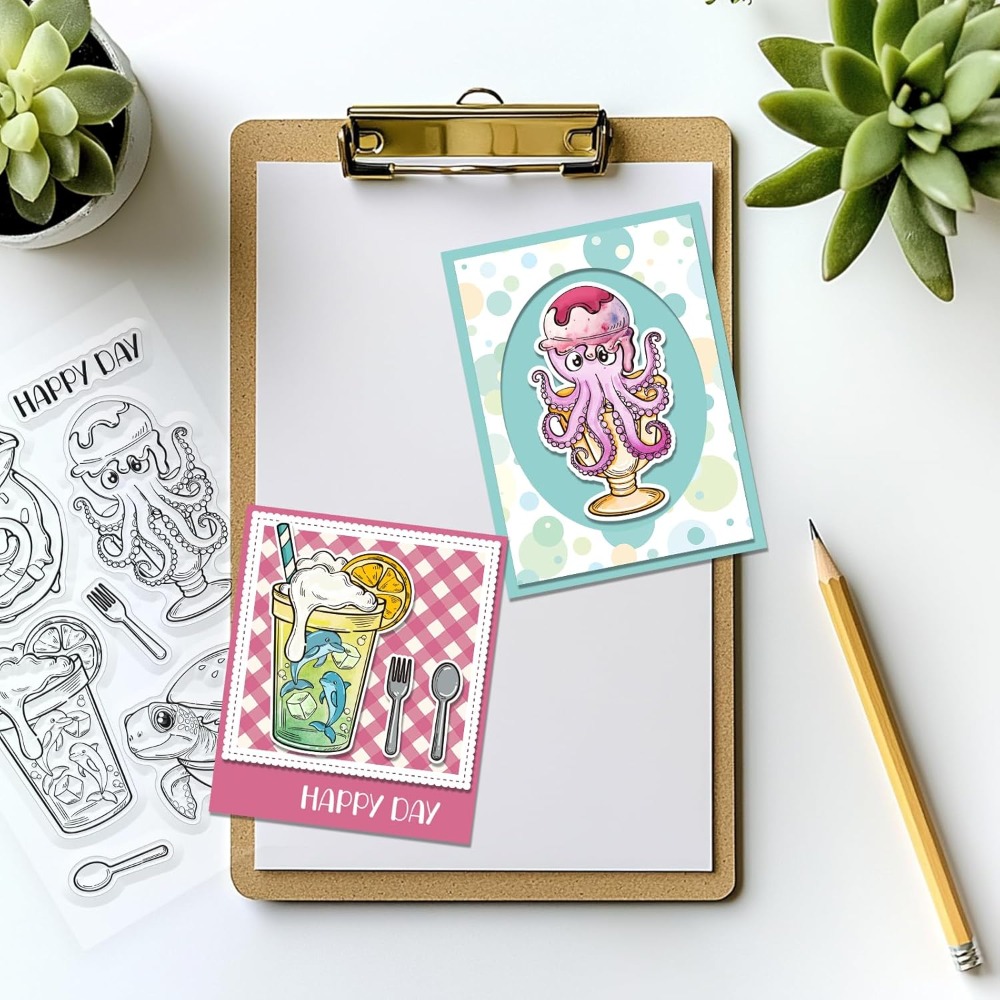 สัตว์ทะเลล้างแสตมป์เต่าโปร่งใส - Clear Silicone Stamps For Card Making บทวิจารณ์และราคา