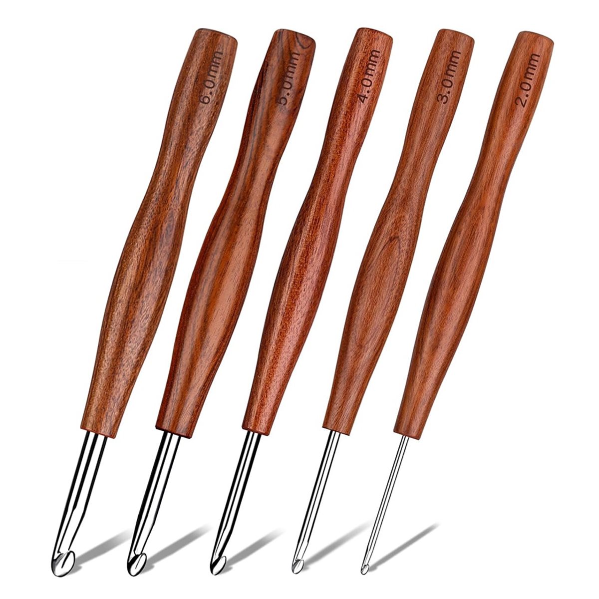 NOCM เข็มโครเชต์ 5 ชิ้น, เข็มโ - Wooden Crochet Hooks Ergonomic Handle บทวิจารณ์และราคา