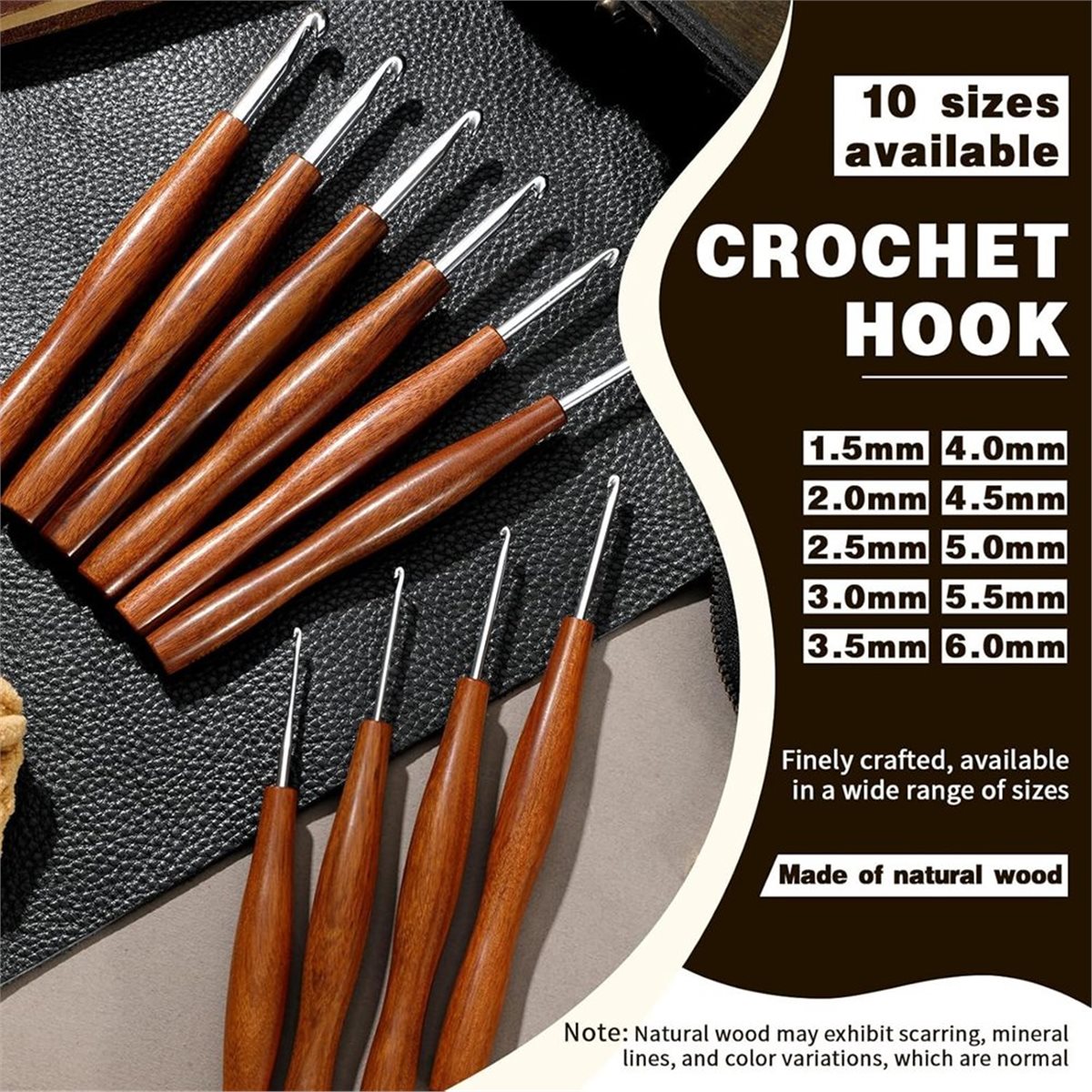 NOCM เข็มโครเชต์ 5 ชิ้น, เข็มโ - Wooden Crochet Hooks Ergonomic Handle บทวิจารณ์และราคา