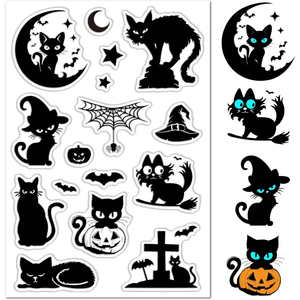 แสตมป์ยางใสลายแมวดำฮาโลวีน ฟัก - Clear Silicone Stamps For Card Making บทวิจารณ์และราคา