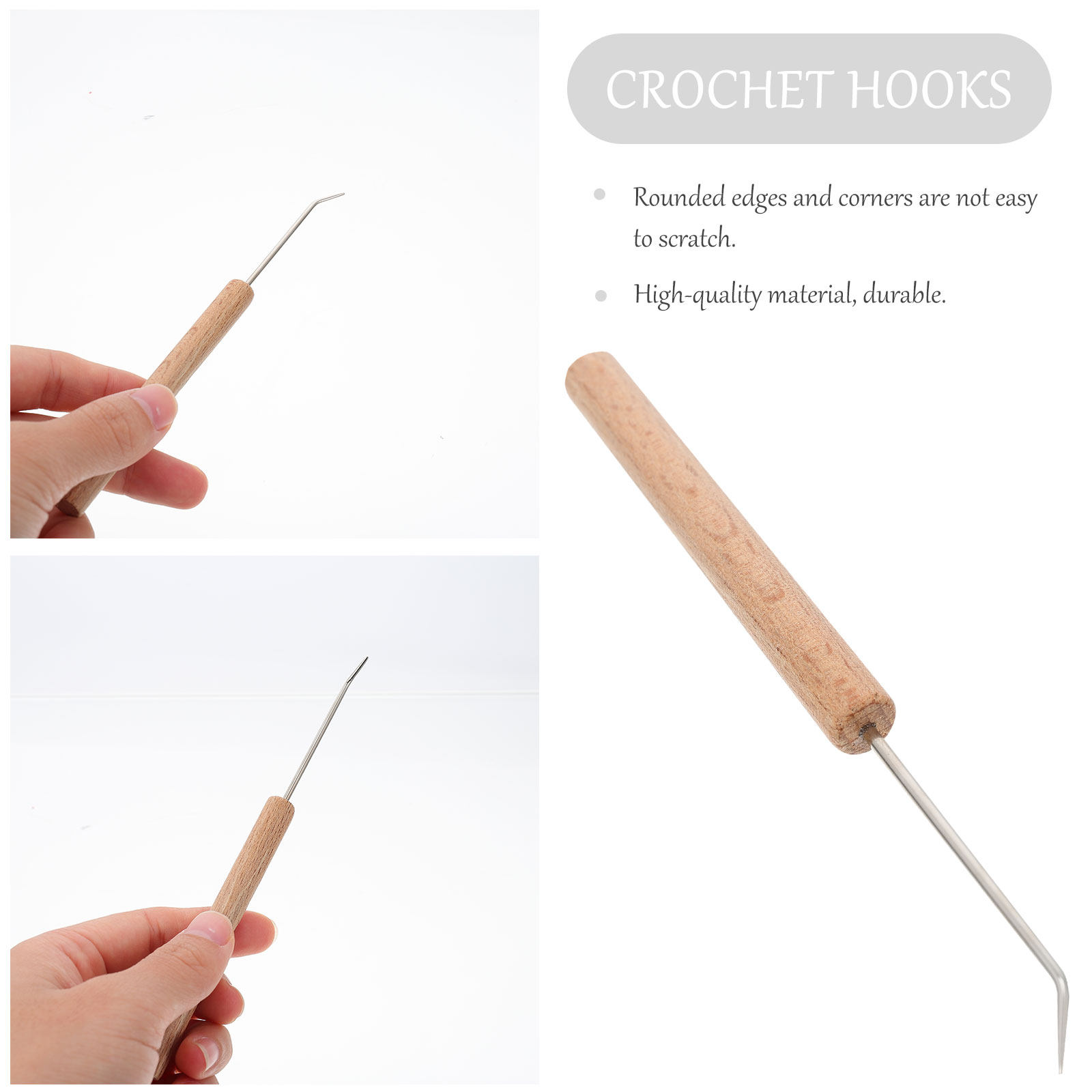 1 ชิ้น เข็มโครเชต์ด้ามไม้คุณภา - Wooden Crochet Hooks Ergonomic Handle บทวิจารณ์และราคา