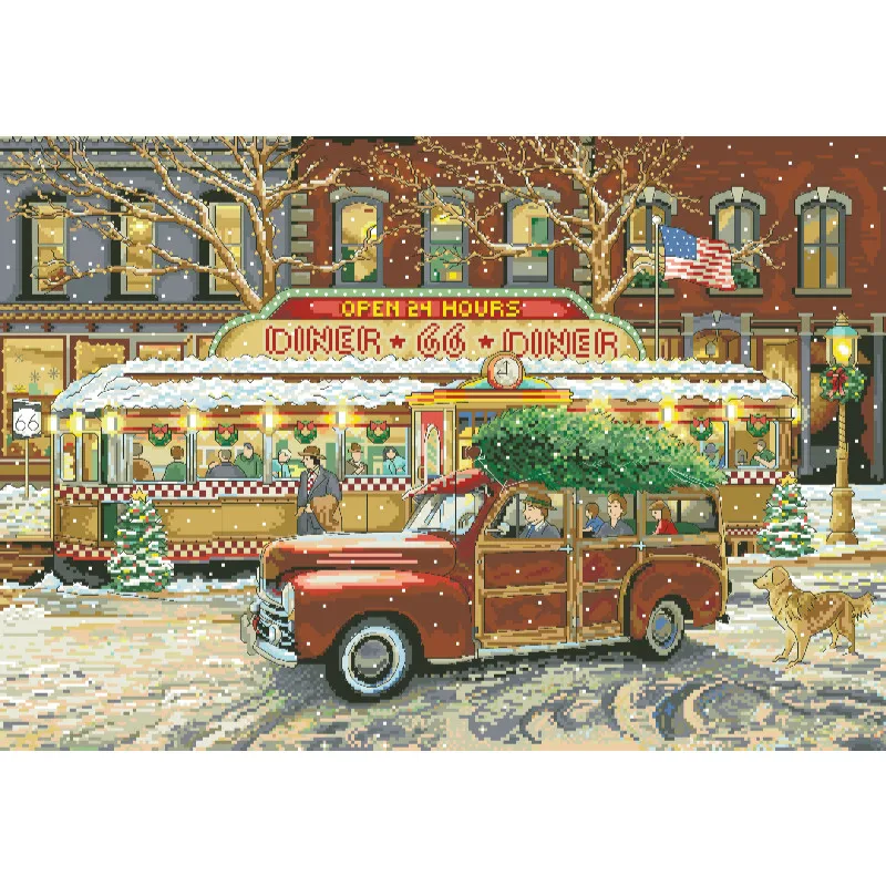 [[CC5130-66 Route Christmas Re - Cross Stitch Stamped Kits Beginners บทวิจารณ์และราคา