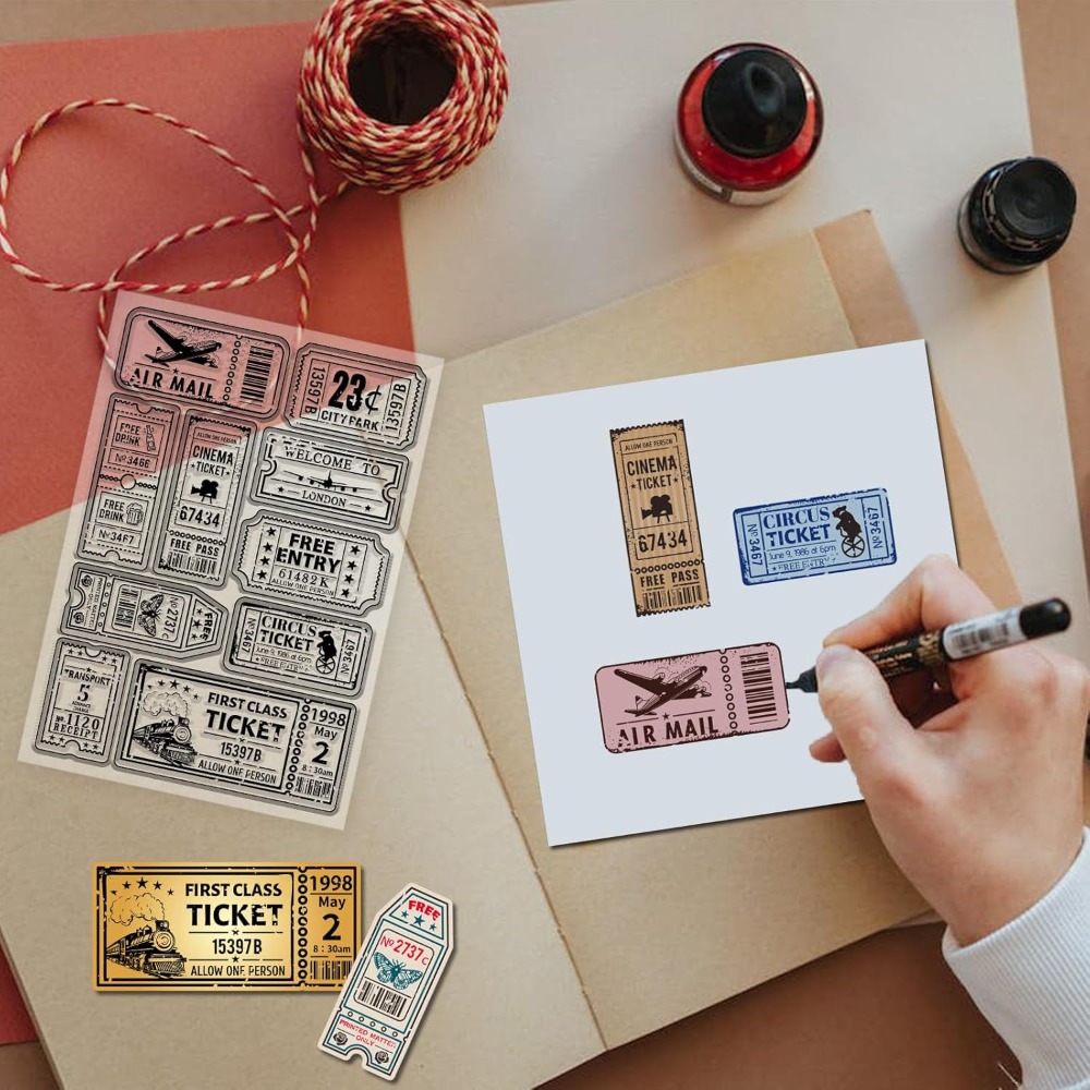 Vintage Ticket แสตมป์ที่ชัดเจน - Clear Silicone Stamps For Card Making บทวิจารณ์และราคา