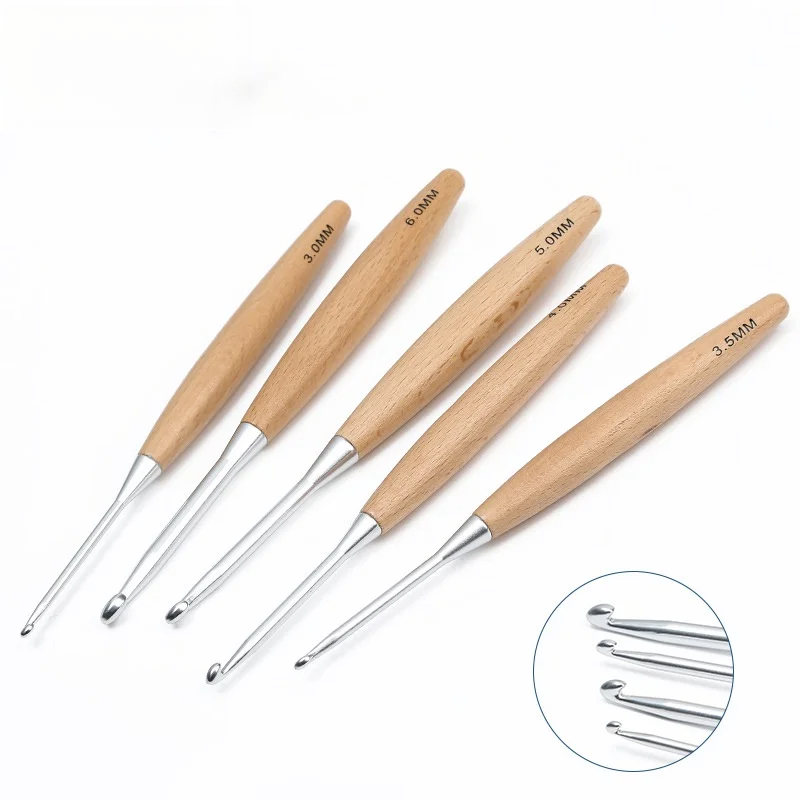 1/11 ชิ้น เข็มโครเชต์ด้ามไม้ ข - Wooden Crochet Hooks Ergonomic Handle บทวิจารณ์และราคา